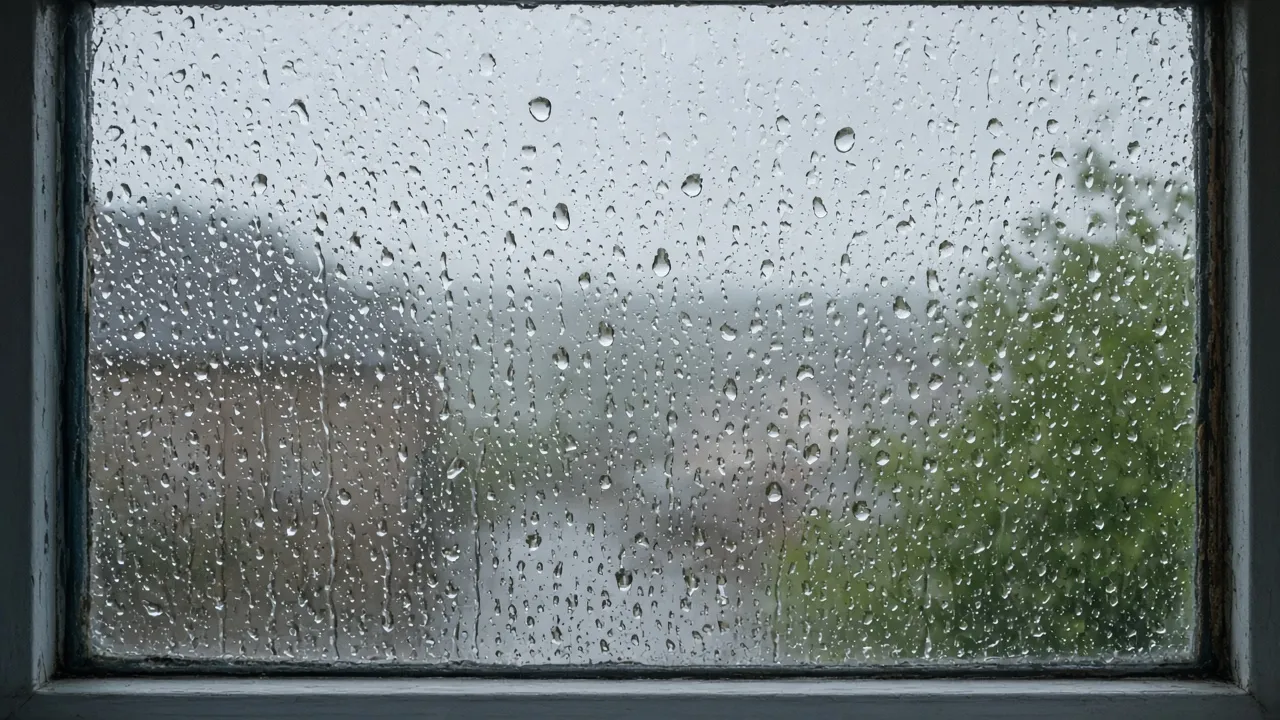 Rain on a window pane, Kilmarnock, East Ayrshire